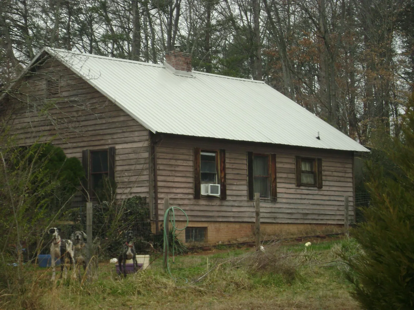 White metal roof on an old wood sided farmhouse, from a Metal Roof Installation job in Alfred